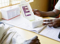 Doctor and patient interacting with medication Doctor and patient interacting with medication