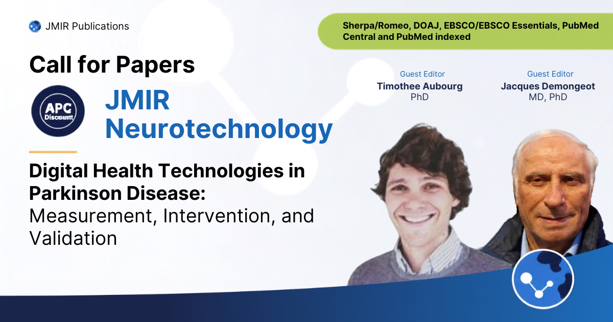 Call for papers header for JMIR Neurotechnology featuring 2 photos