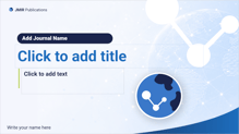 Cover page of powerpoint presentation deck featuring the JMIR Publications logo