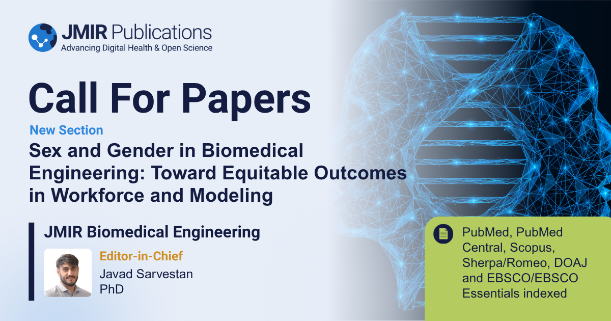 JBME CFP image featuring a digital image of a man and a woman and DNA strand
