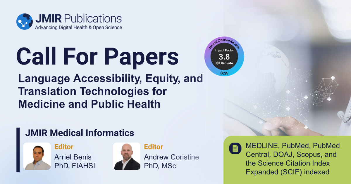 Header for the JMIR Medical Informatics Call for Papers on Language Accessibility, Equity, and Translation Technologies for Medicine and Public Health